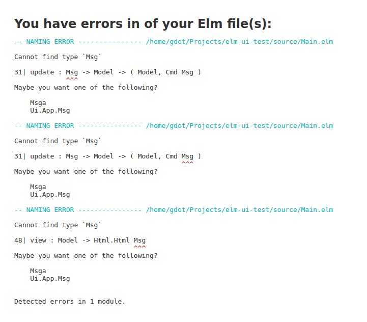 Elm error messages